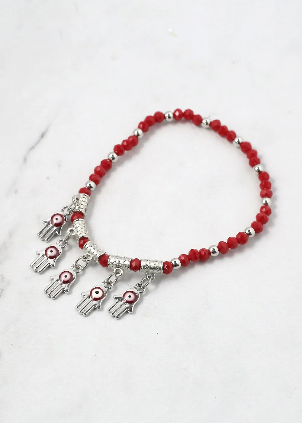 Beaded Hamsa Hand   Evil Eye Bracelet