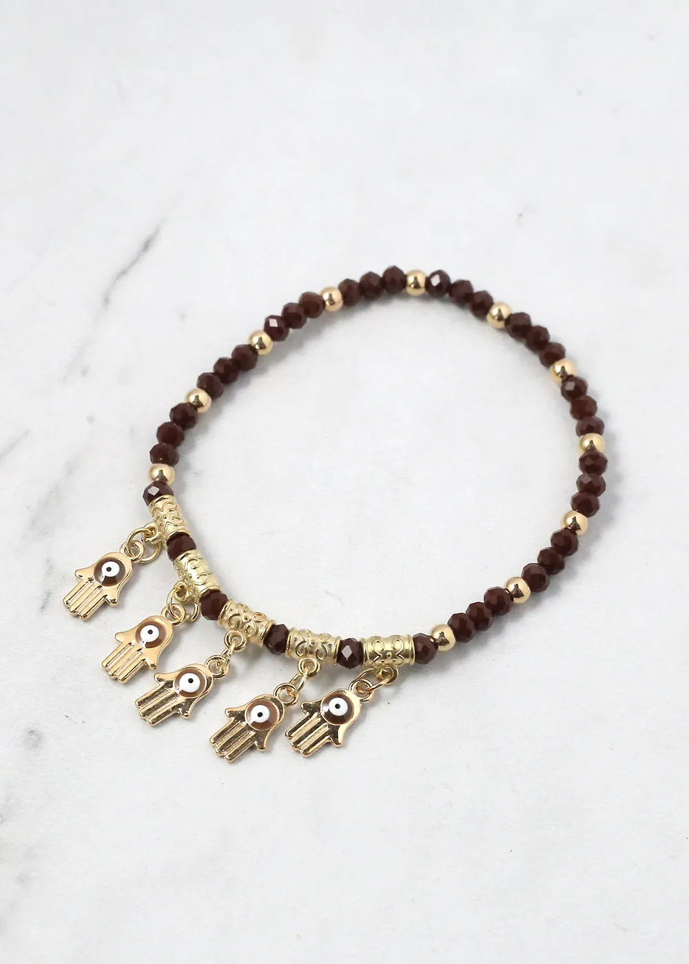 Beaded Hamsa Hand   Evil Eye Bracelet