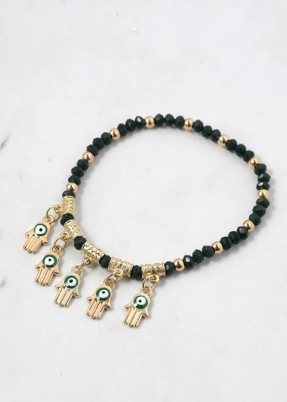 Beaded Hamsa Hand   Evil Eye Bracelet