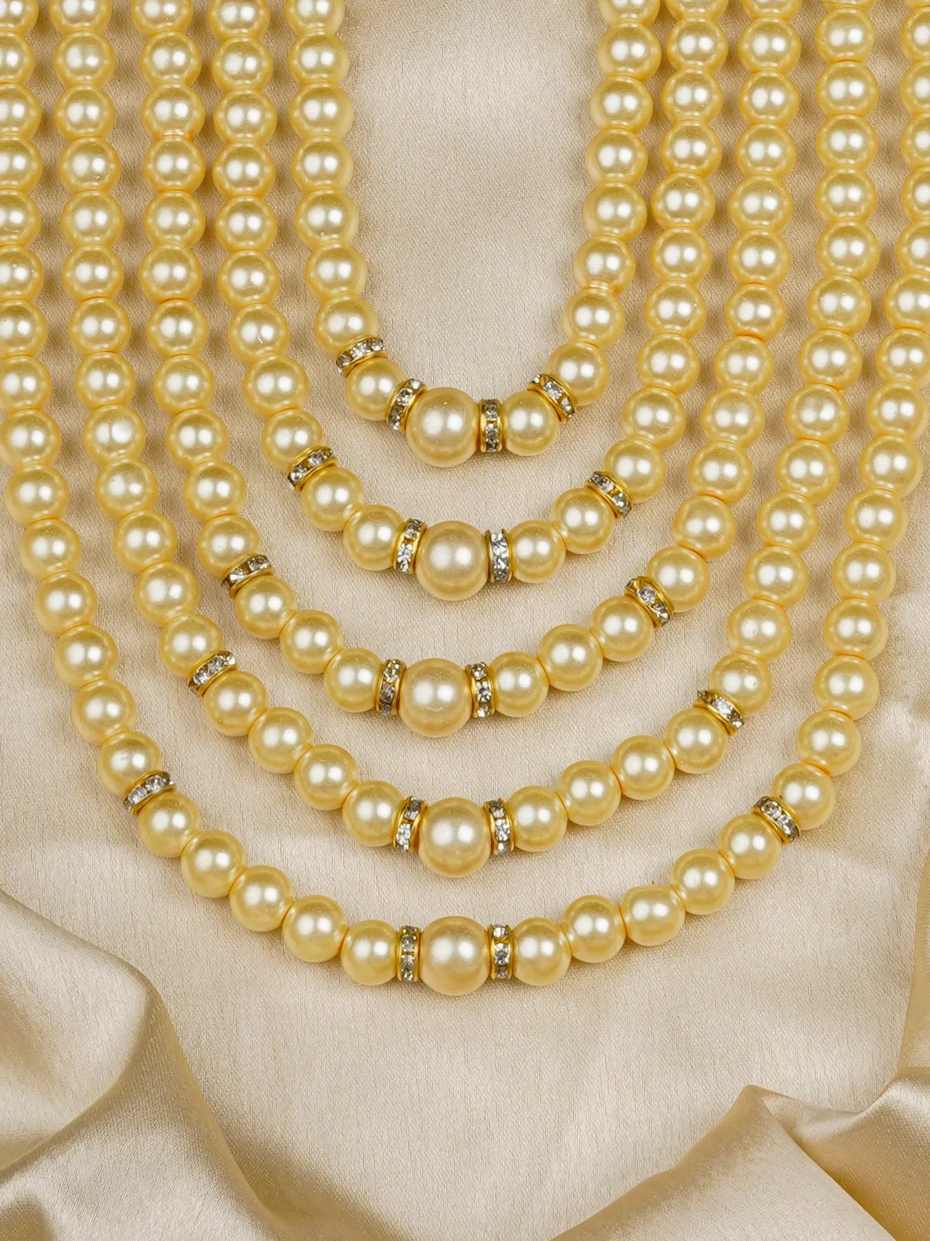 Beige Color Gold Plated Necklace/Mala - MN402