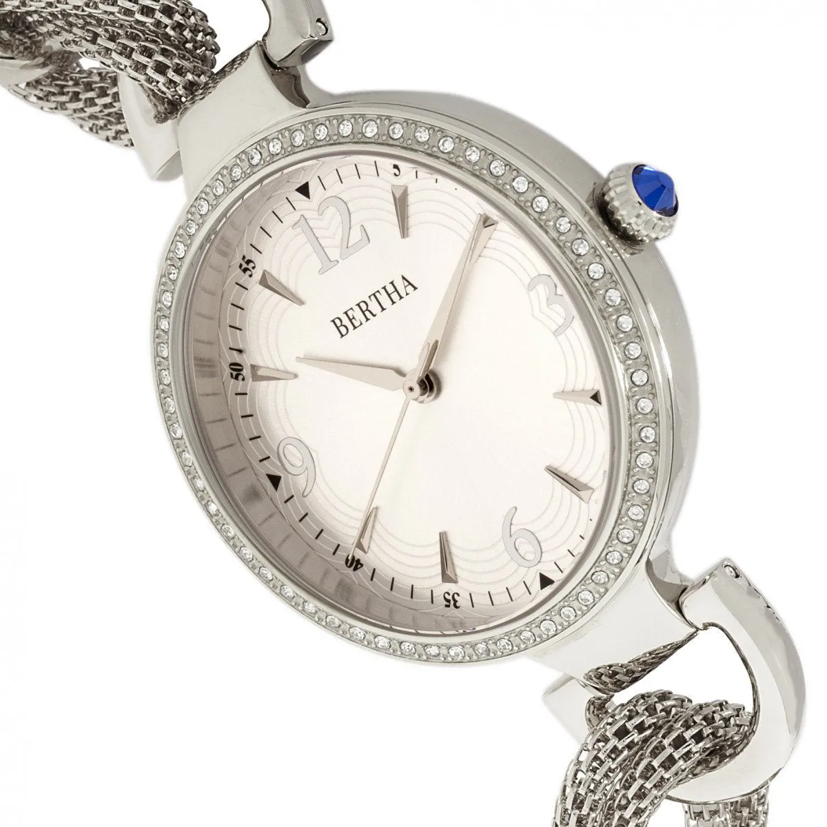 Bertha Sarah Chain-Link Watch w/Hanging Charm