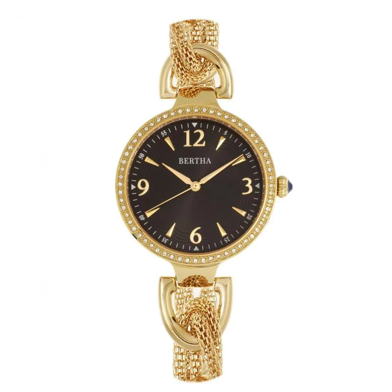 Bertha Sarah Chain-Link Watch w/Hanging Charm