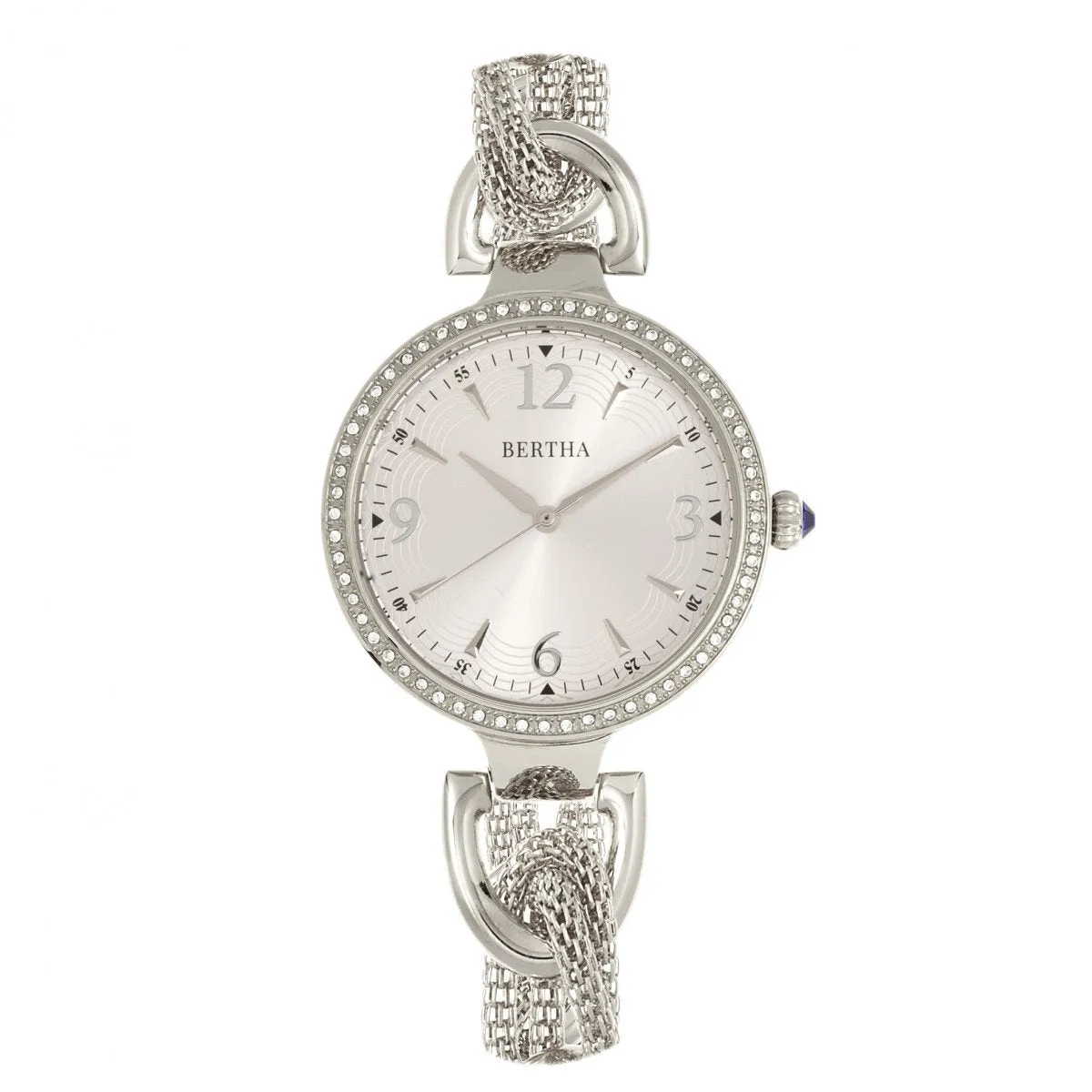 Bertha Sarah Chain-Link Watch w/Hanging Charm