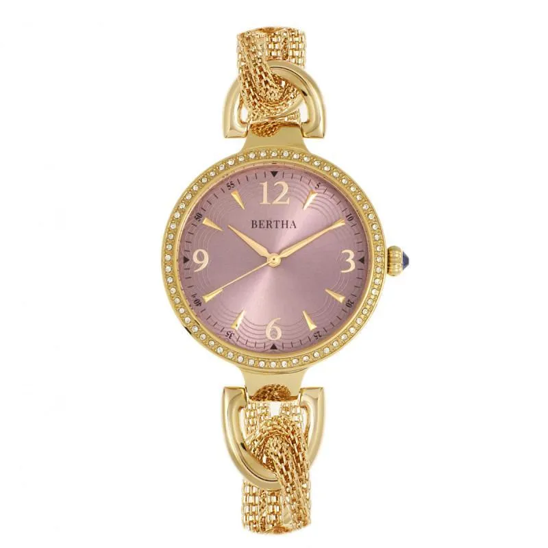 Bertha Sarah Chain-Link Watch w/Hanging Charm