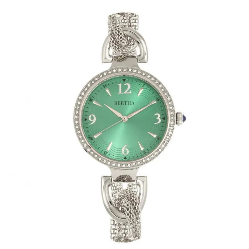 Bertha Sarah Chain-Link Watch w/Hanging Charm