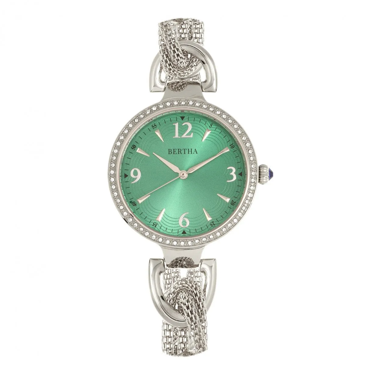 Bertha Sarah Chain-Link Watch w/Hanging Charm