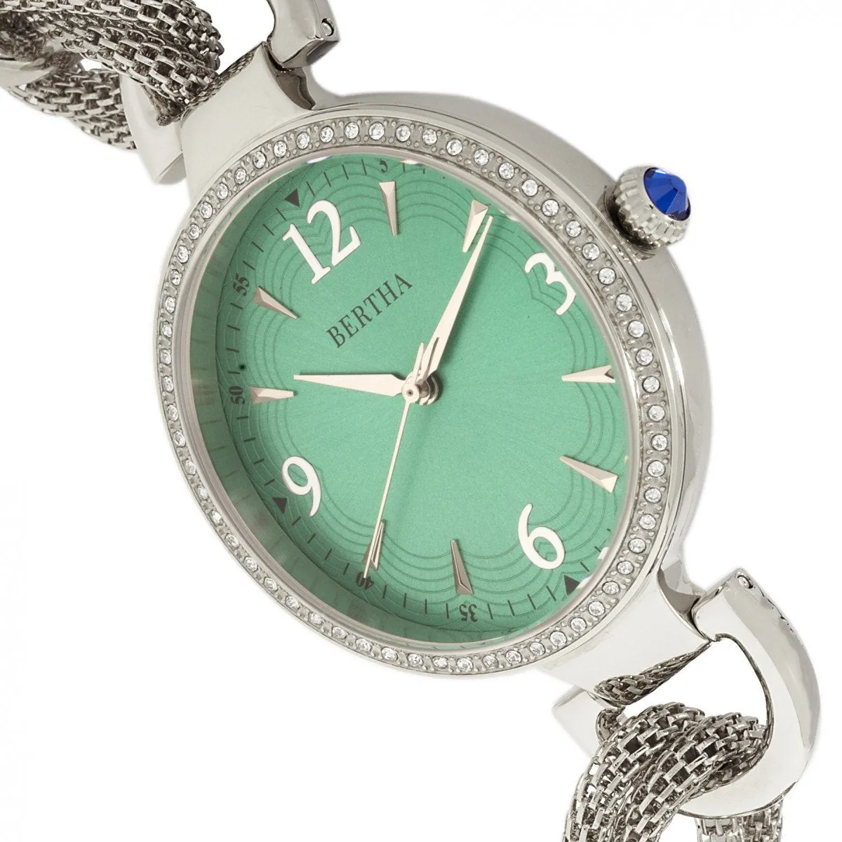 Bertha Sarah Chain-Link Watch w/Hanging Charm