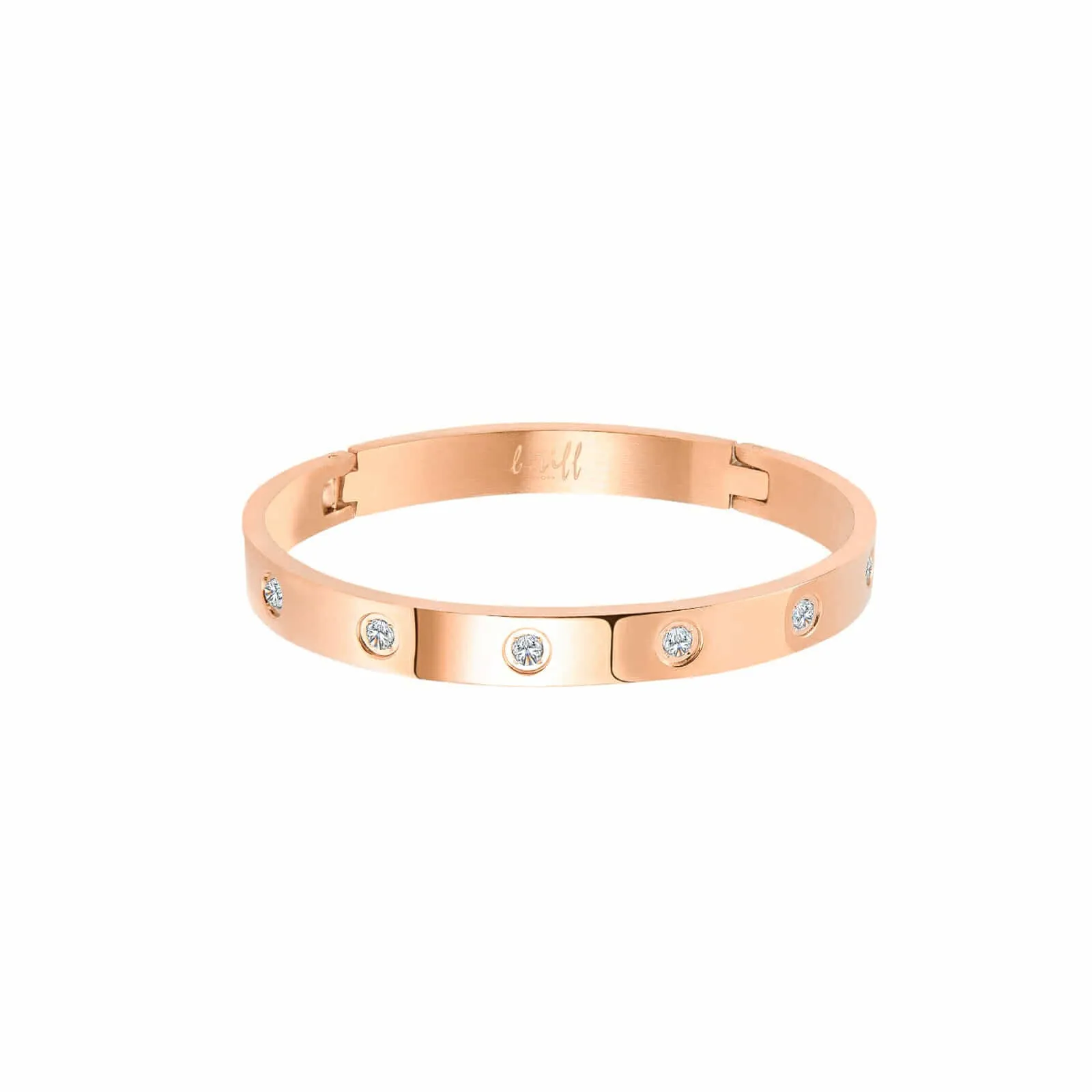 BG808RGP B.Tiff 8-Stone High Polish Bold Rose Gold Bangle Bracelet