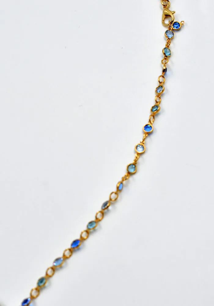 BLESS Nº 78 Z03 MATERIALMIX NECKLACE WATCH w/BLUE RHINESTONE (New season)