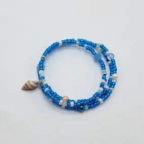 Blue Glass Bead Wrap Bracelet