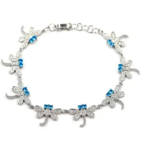 Blue Topaz CZ Dragonfly Tennis Bracelet