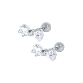 Bow Piercing Barbell Ball Back Earrings Sleeper Earrings