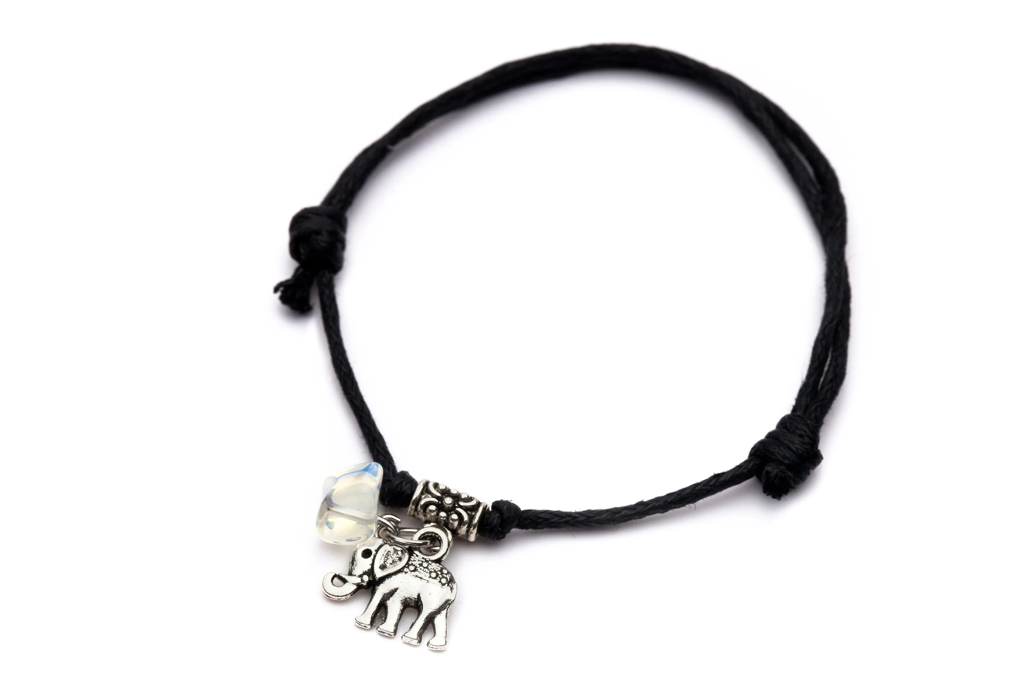 Bracelet Sliding Knots Elephant with Sea Opal