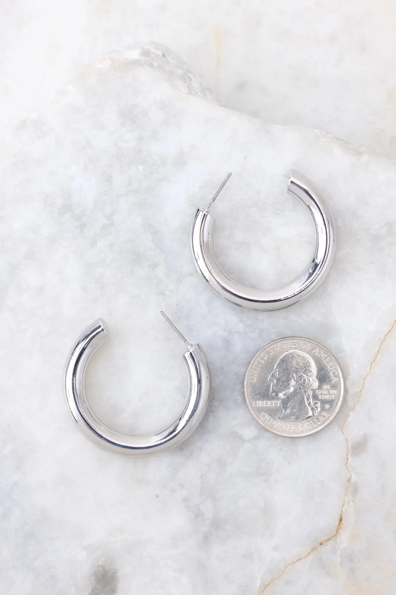 Bring Us Back Silver Hoop Earrings