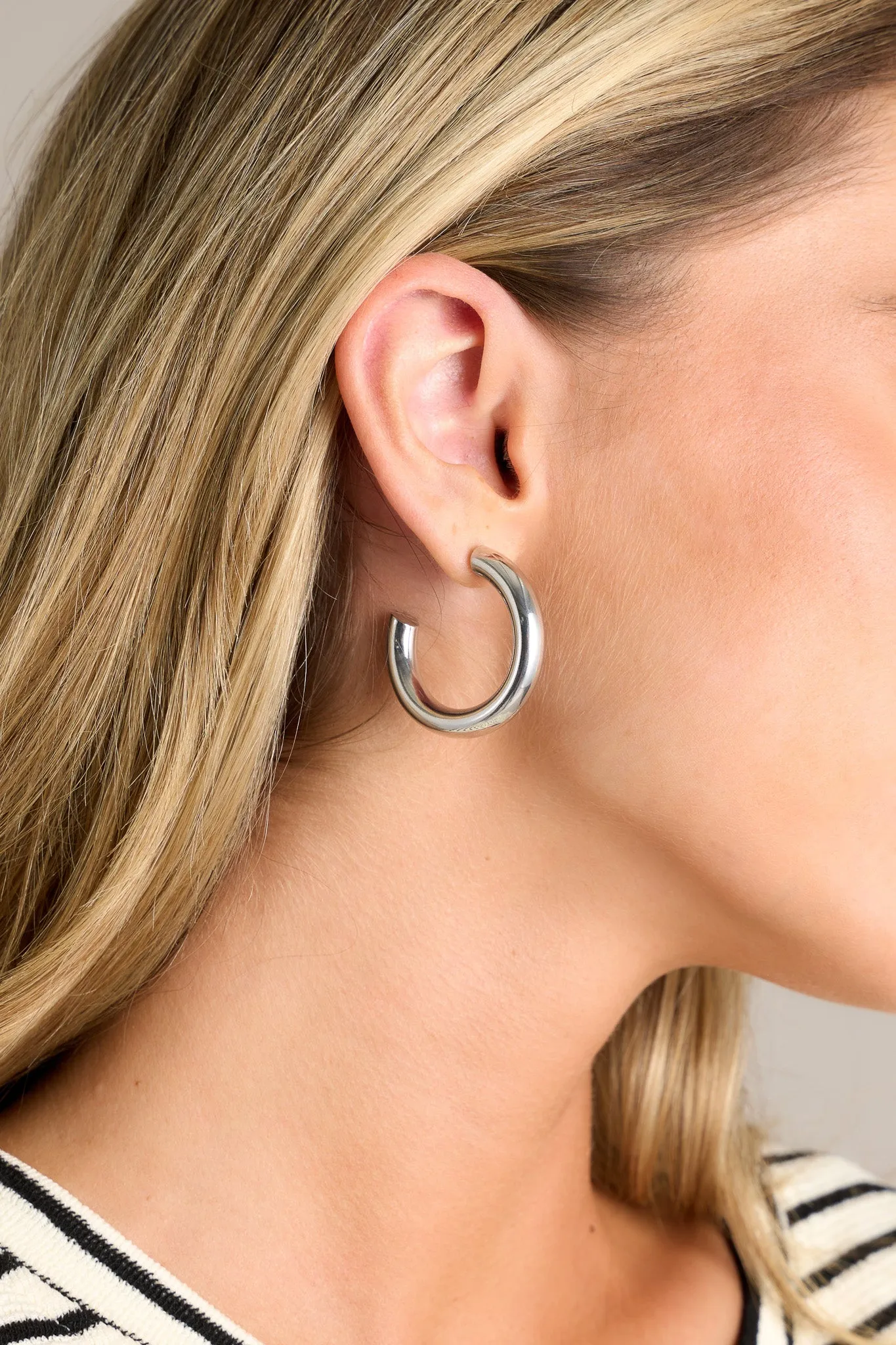 Bring Us Back Silver Hoop Earrings