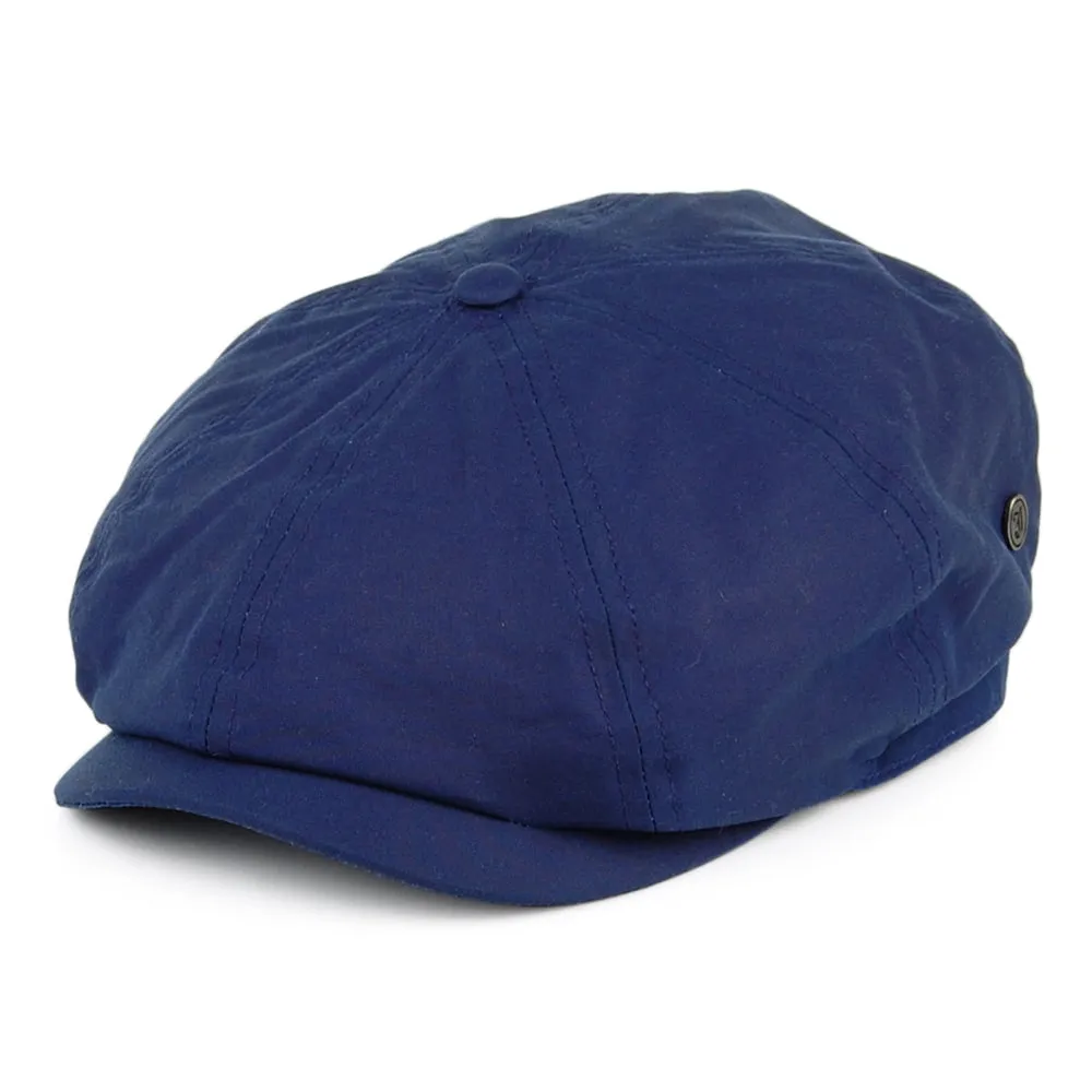 British Millerain Waxed Cotton Newsboy Cap - Navy Blue