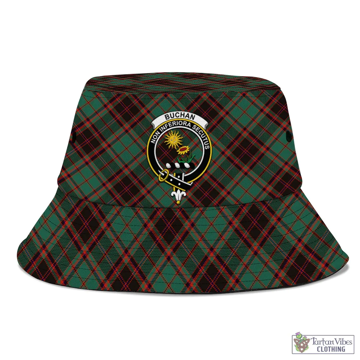 Buchan Ancient Tartan Bucket Hat with Family Crest