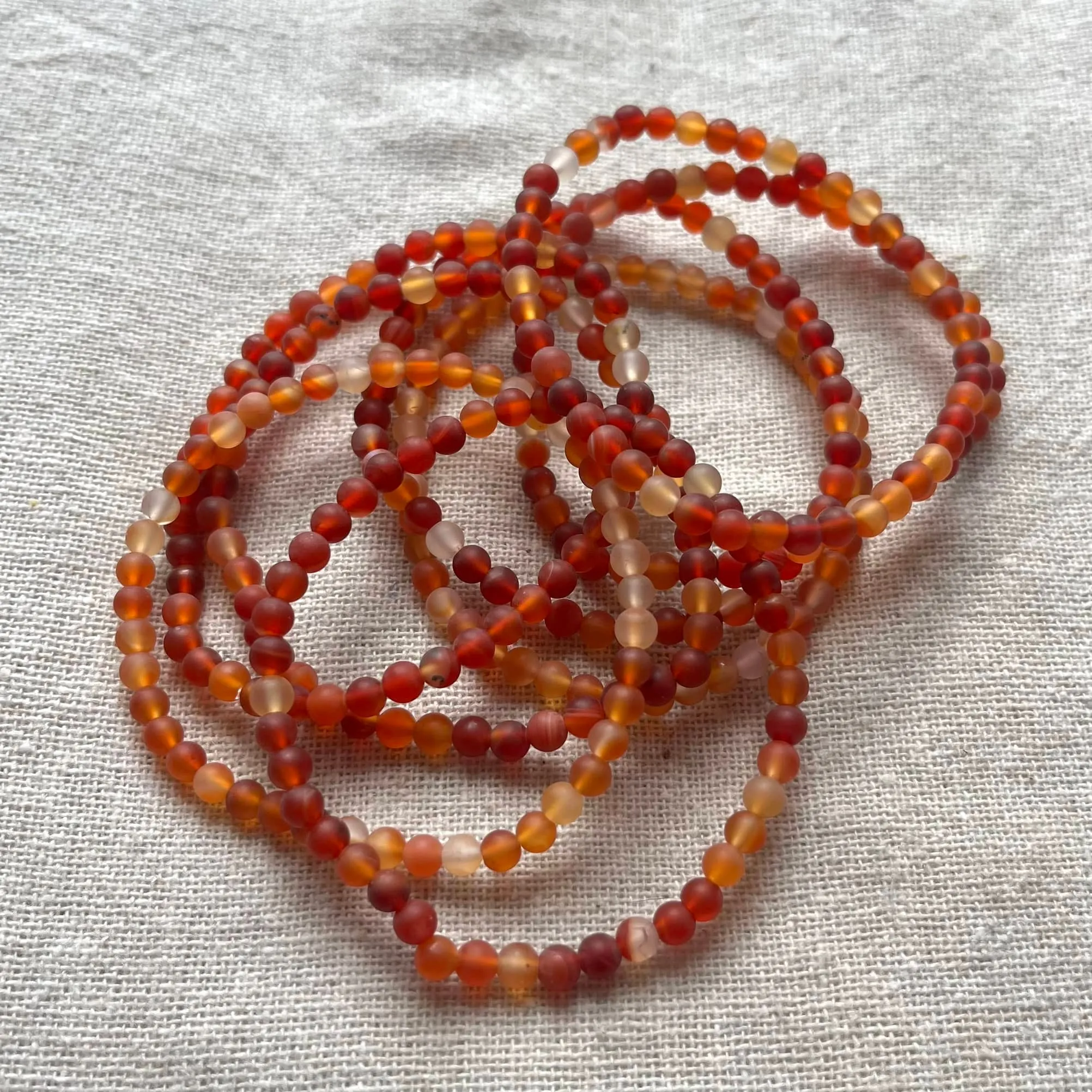 Carnelian 4mm Beaded Bracelet - Vitality