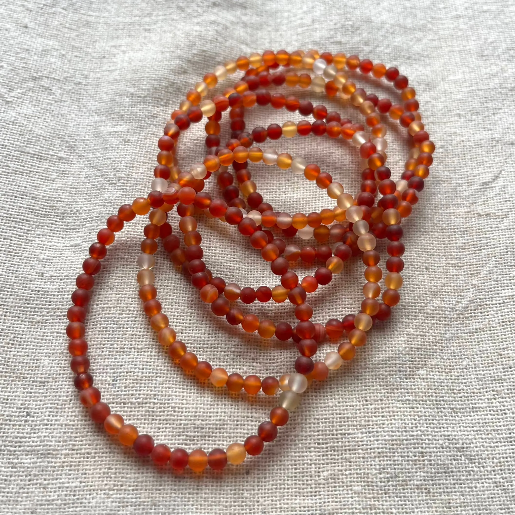 Carnelian 4mm Beaded Bracelet - Vitality