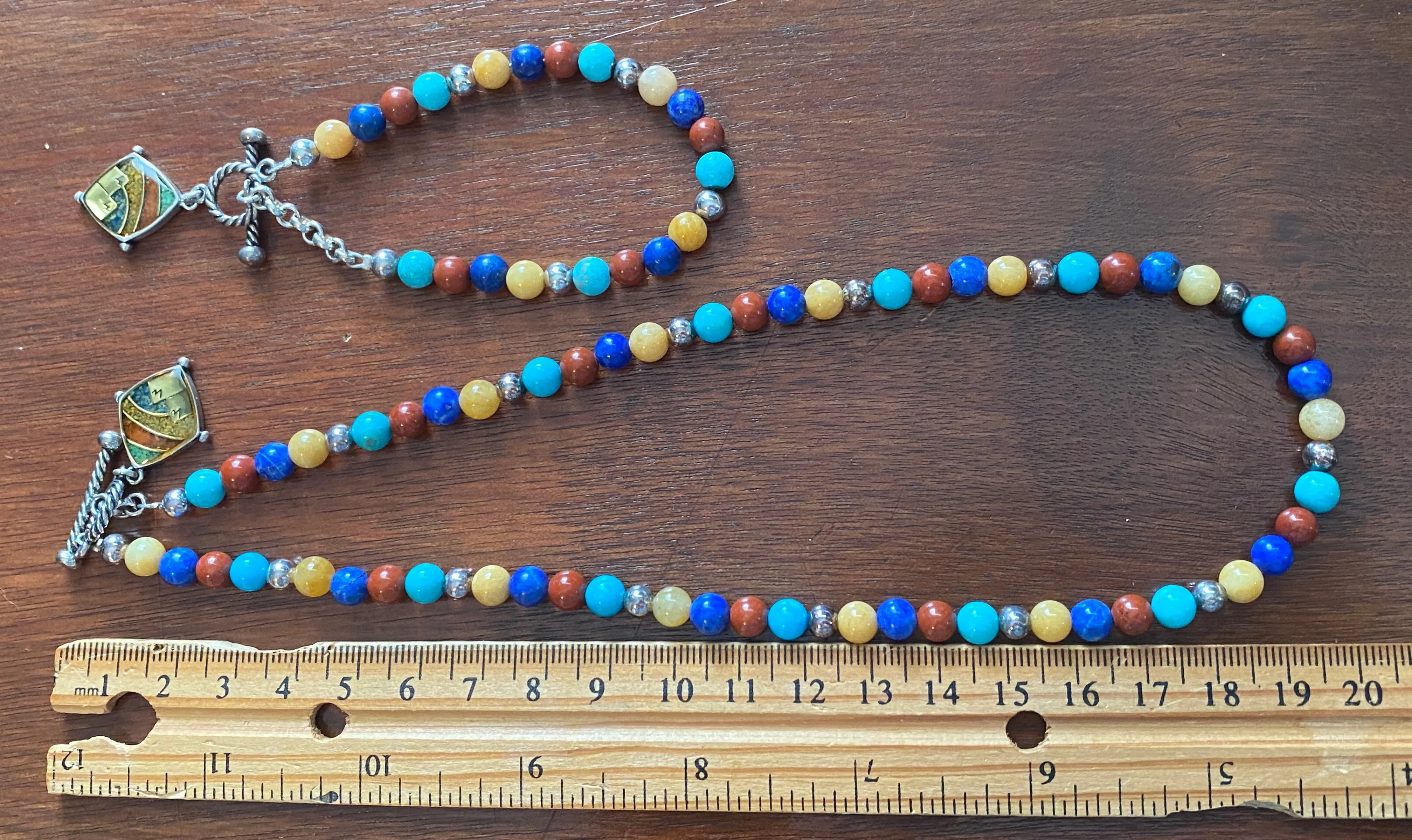 Carolyn Pollack Bead Necklace Bracelet Set Lapis Turquoise Jasper