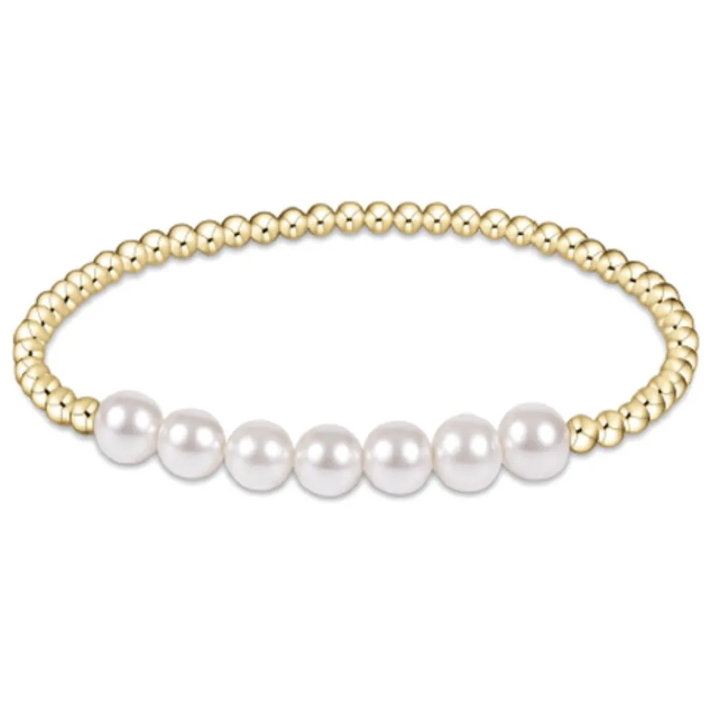 Classic Gold Beaded Bliss Bead Bracelet - Pearl