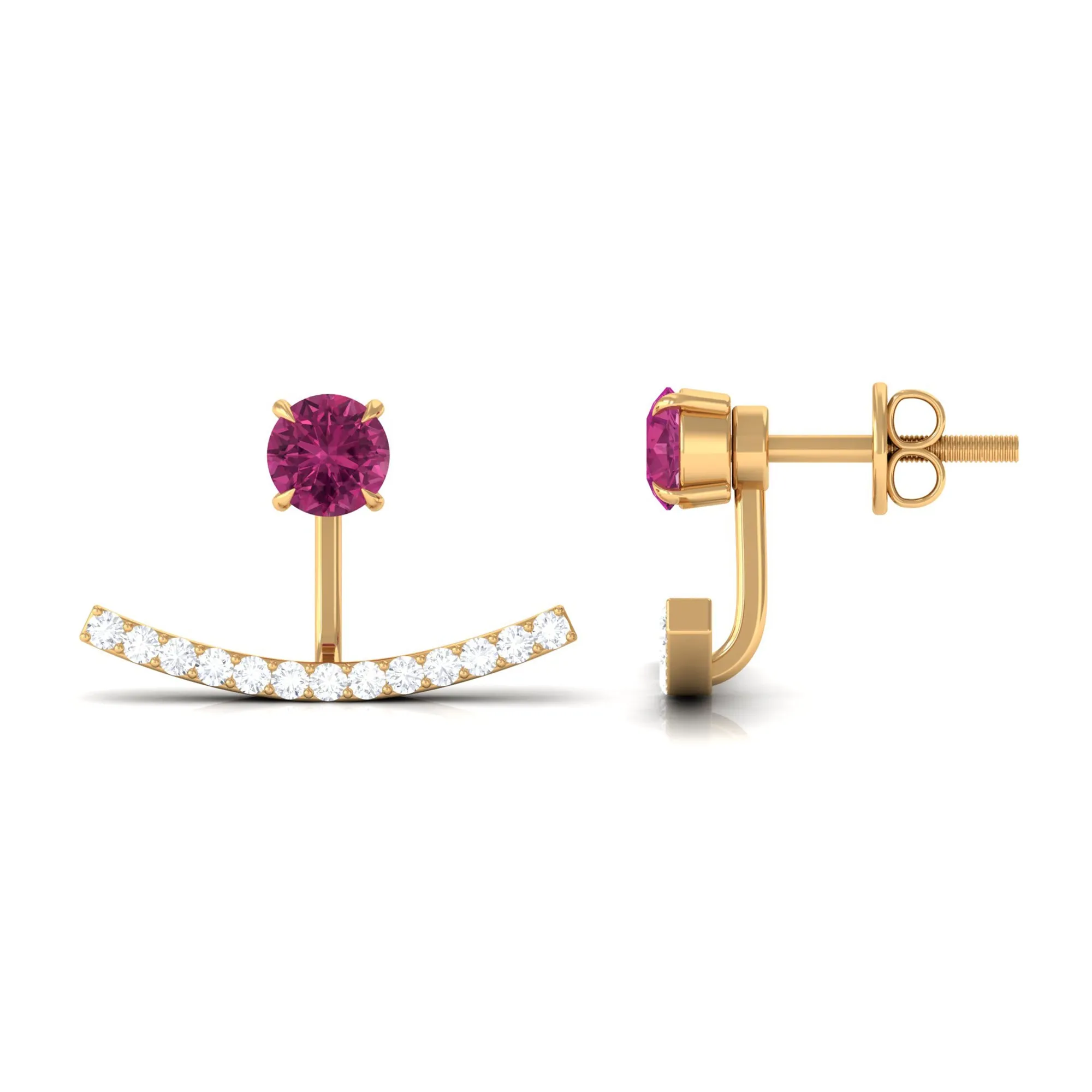 Classic Pink Tourmaline Jacket Earrings with Diamond