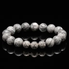 Classic Silver Picasso Jasper Beaded Bracelet