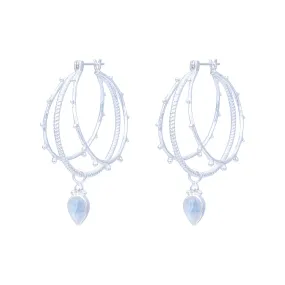 Cleopatra Sterling Silver Rainbow Moonstone Earrings