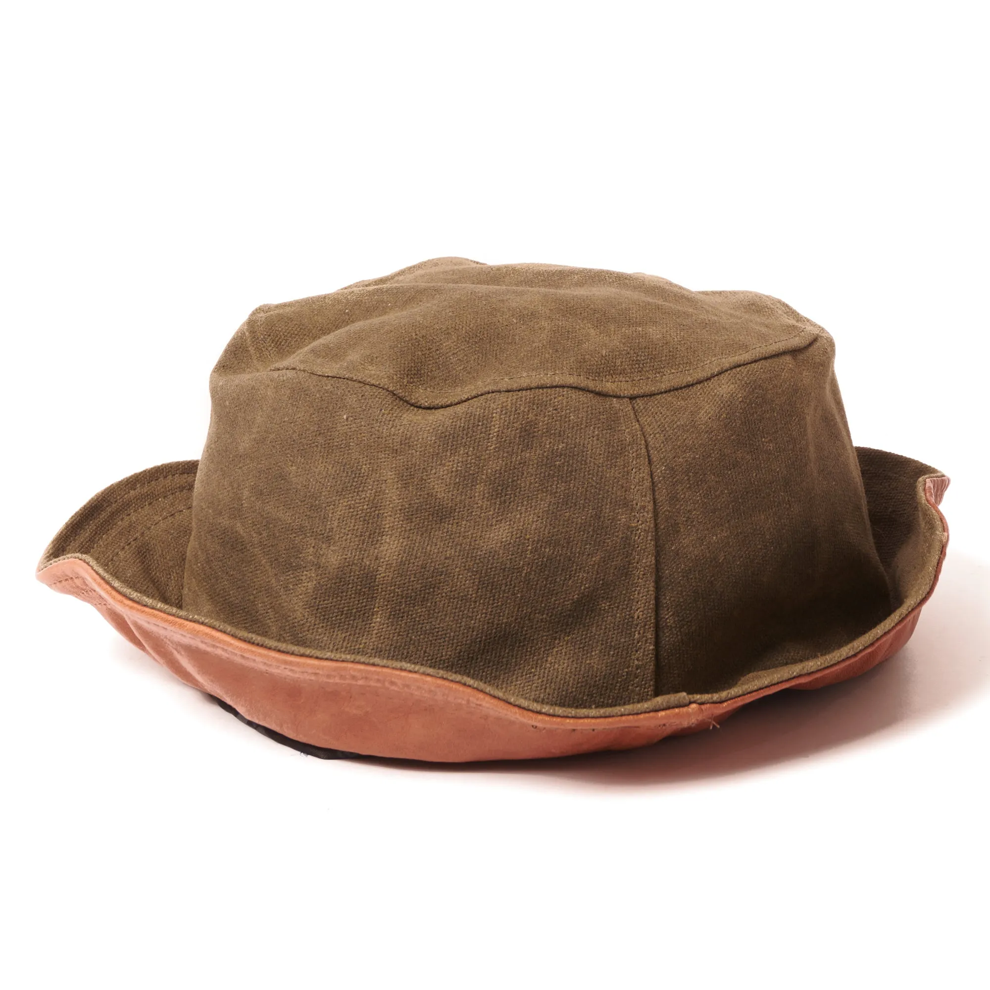 Crown Cap 1-46540 Waxed Cotton Canvas Bucket Hat - Olive