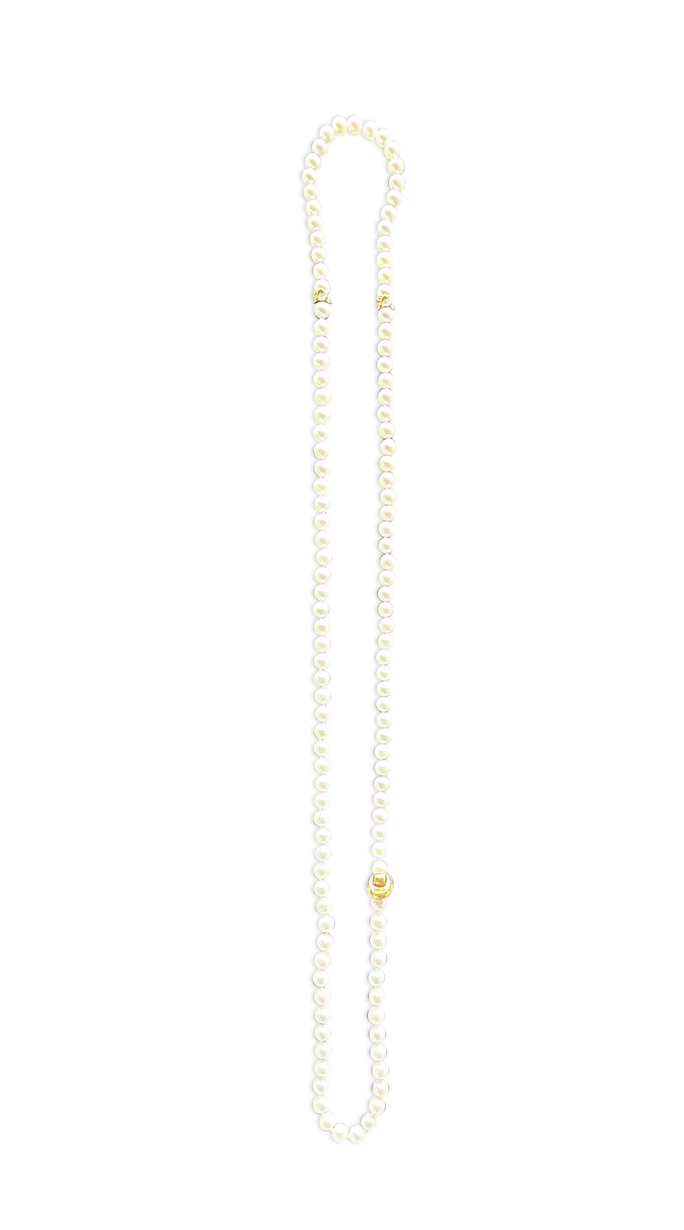 Cultured Pearl and Diamond Convertible Necklace & Bracelet Set in 18k Yellow Gold