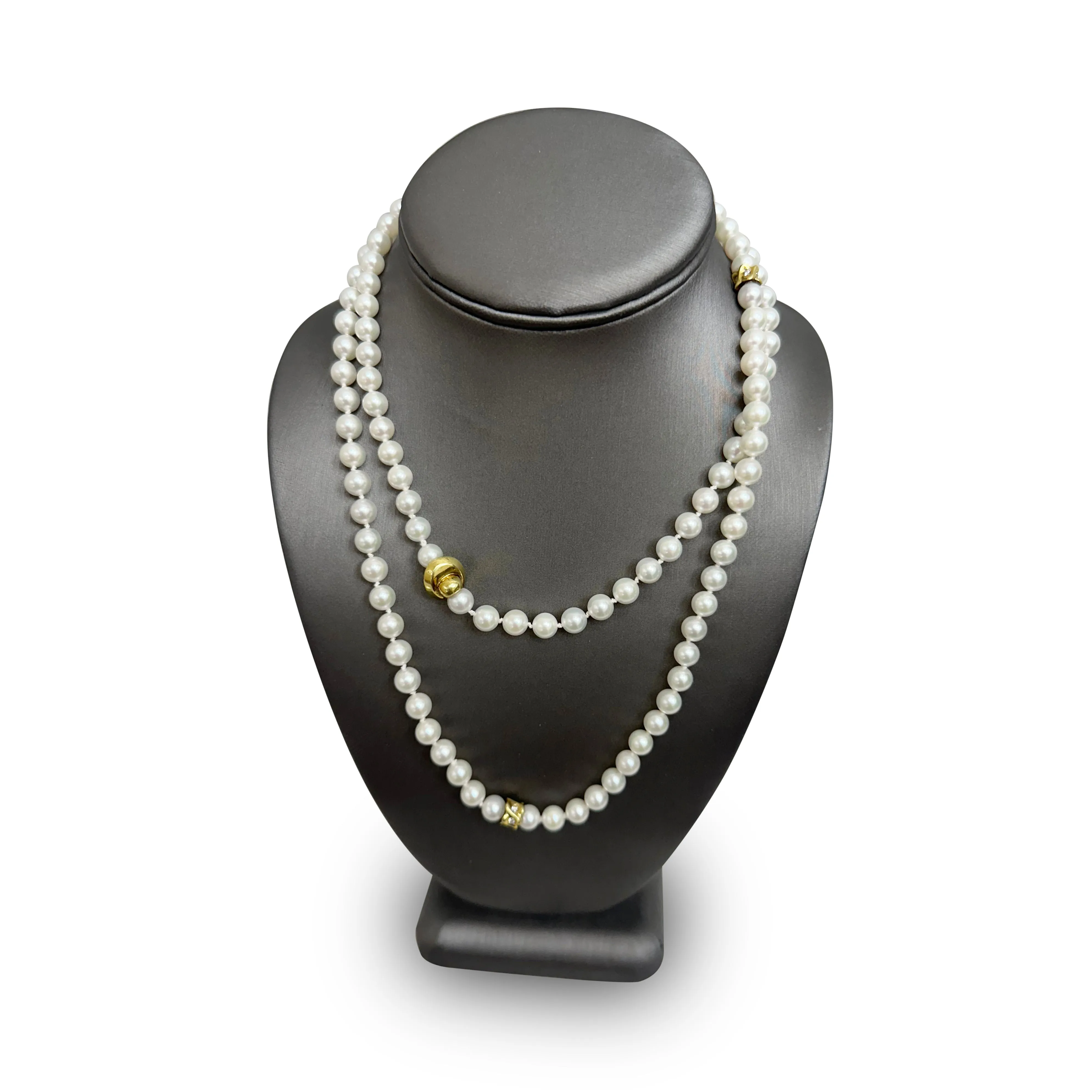 Cultured Pearl and Diamond Convertible Necklace & Bracelet Set in 18k Yellow Gold