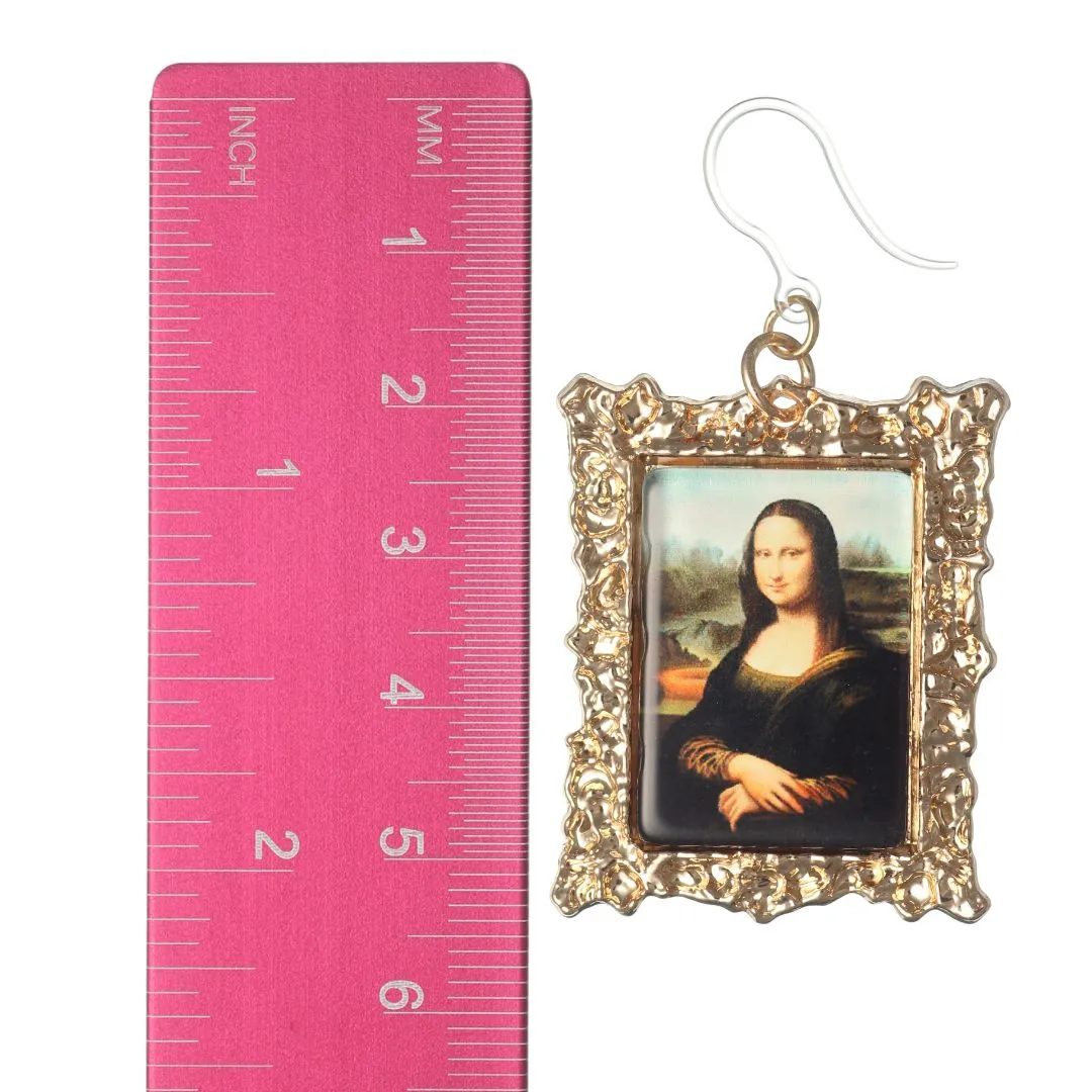 Da Vinci Mona Lisa Framed Art Dangles Hypoallergenic Earrings for Sensitive Ears Made with Plastic Posts