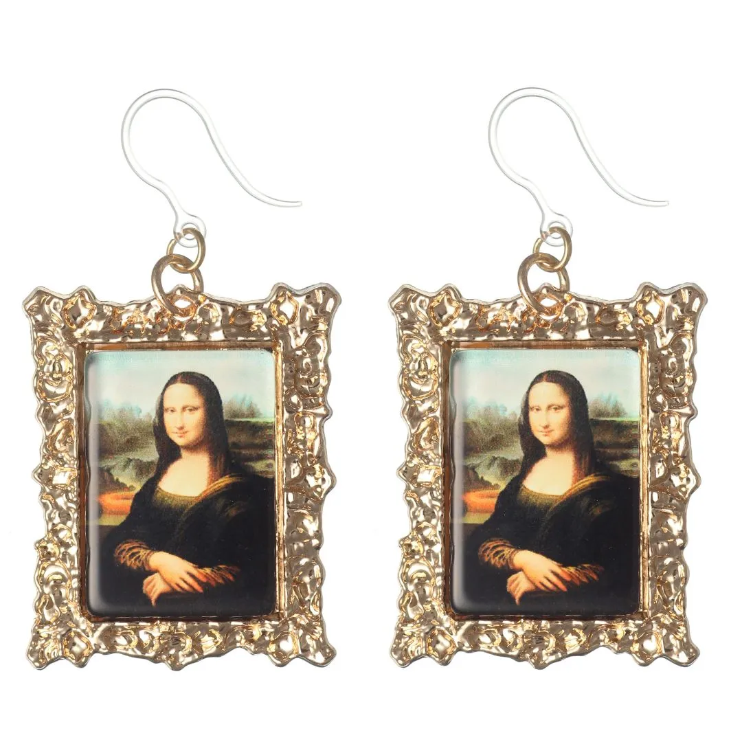 Da Vinci Mona Lisa Framed Art Dangles Hypoallergenic Earrings for Sensitive Ears Made with Plastic Posts