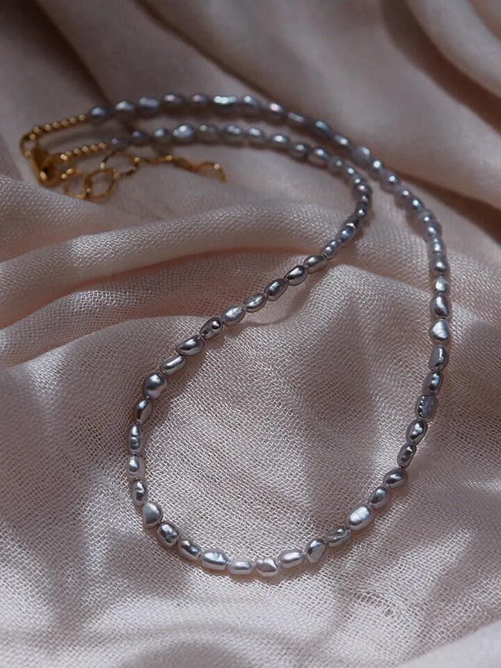 Dainty Gray Pearl Necklace - Maile