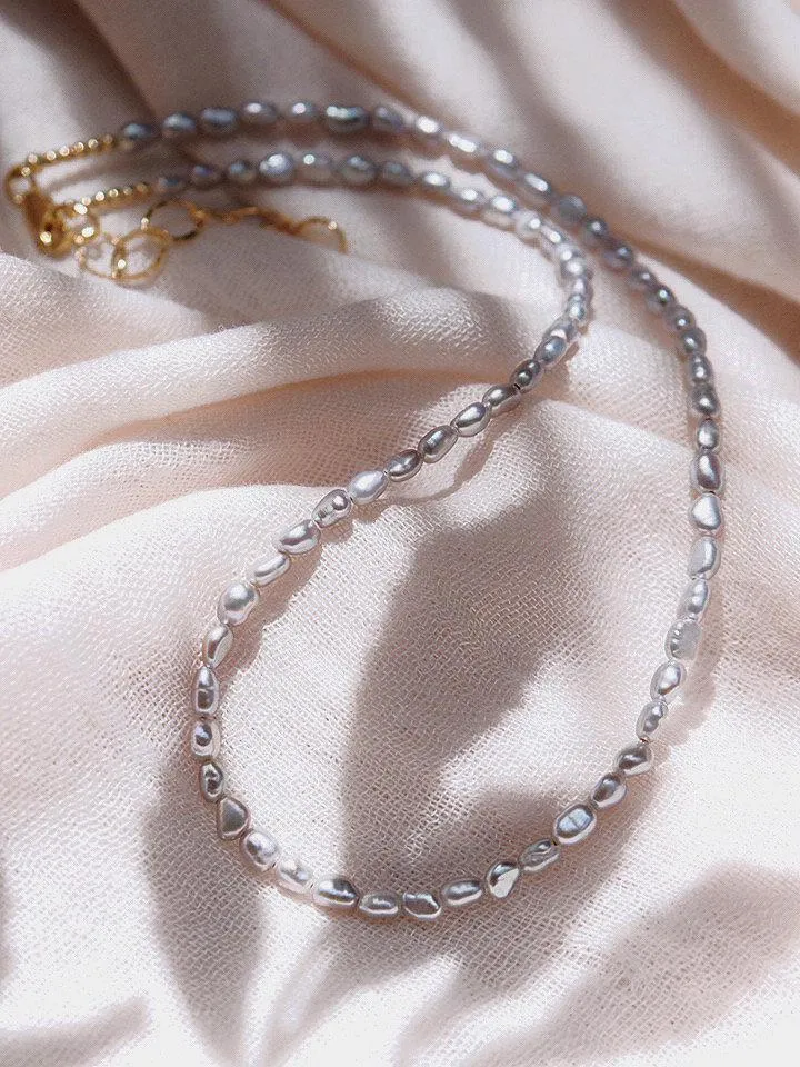 Dainty Gray Pearl Necklace - Maile