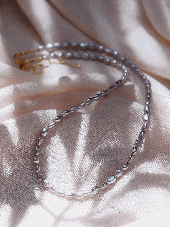 Dainty Gray Pearl Necklace - Maile