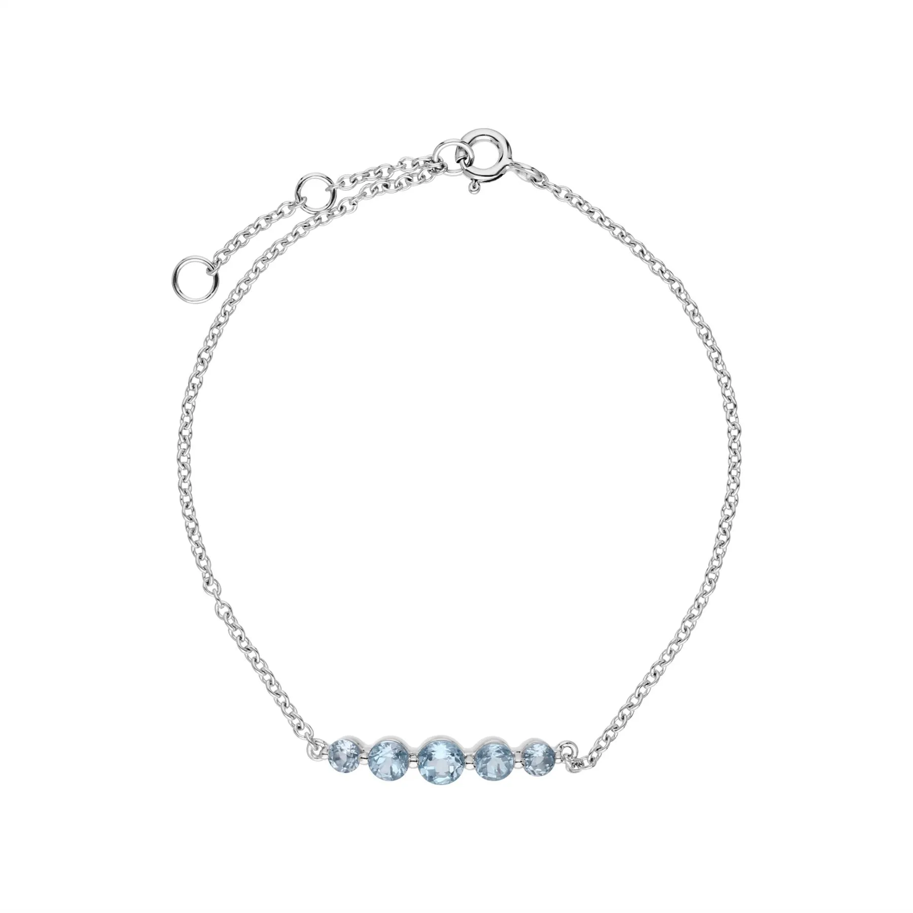 Damen Sterlingsilber Fünfstein Blauer Topas Rund Farbverlauf 19cm Armband