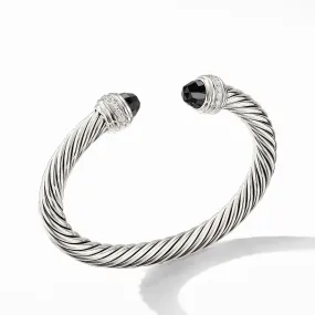 David Yurman 7MM Cable Bracelet with Black Onyx and Diamonds