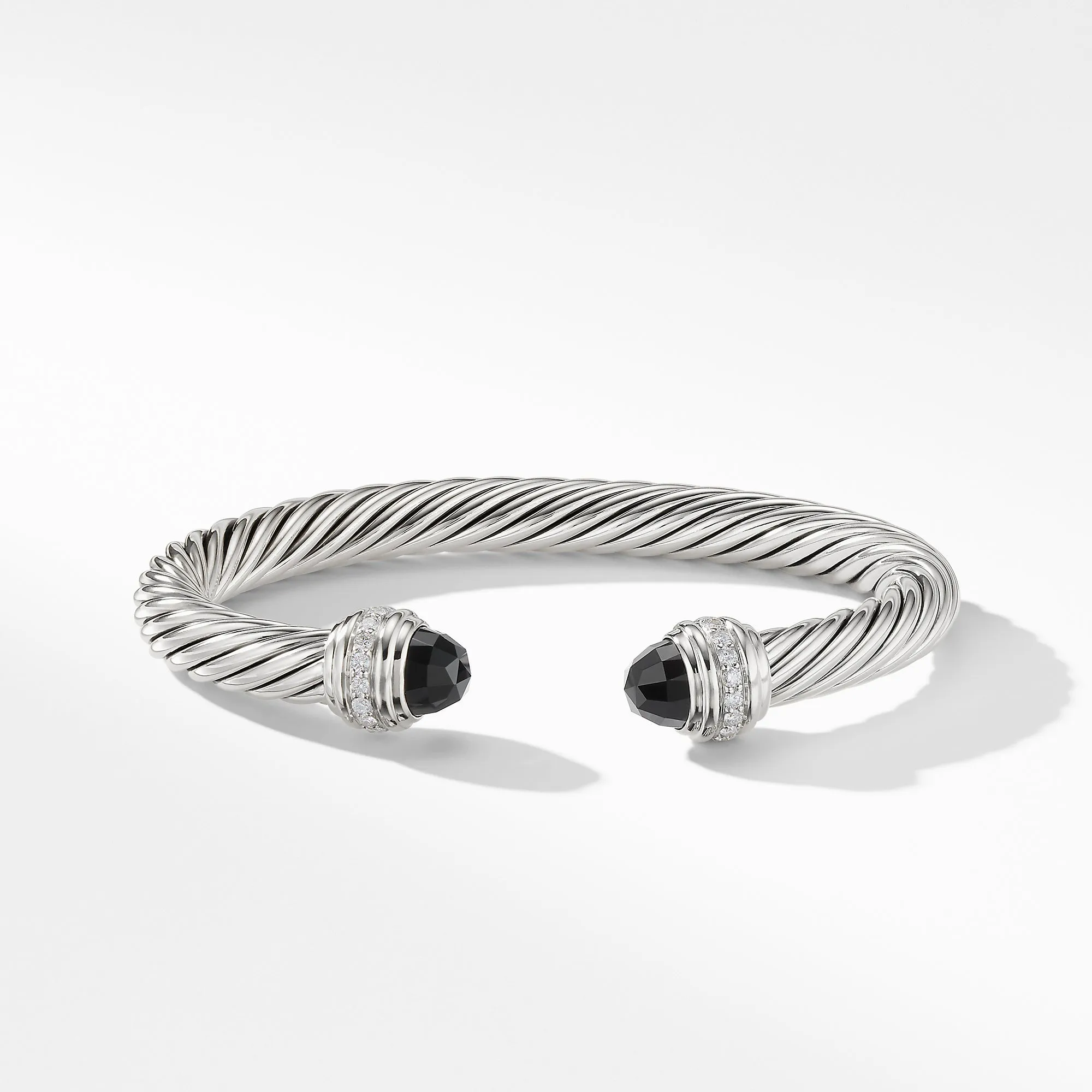 David Yurman 7MM Cable Bracelet with Black Onyx and Diamonds