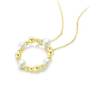 Delphine Golden Circle Spheres Pearl Necklace