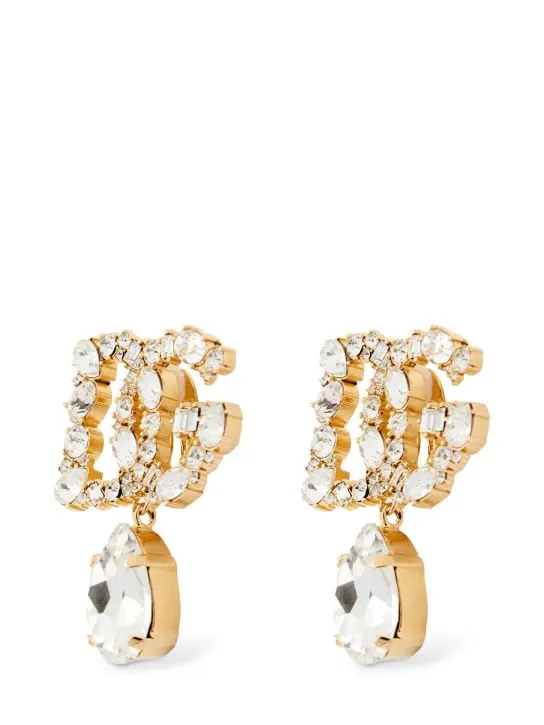 Dolce&amp;Gabbana   DG logo crystal drop earrings 