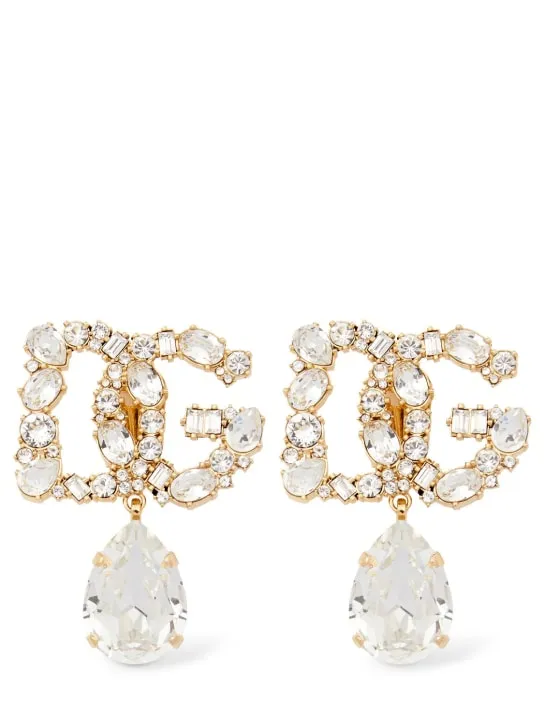 Dolce&amp;Gabbana   DG logo crystal drop earrings 