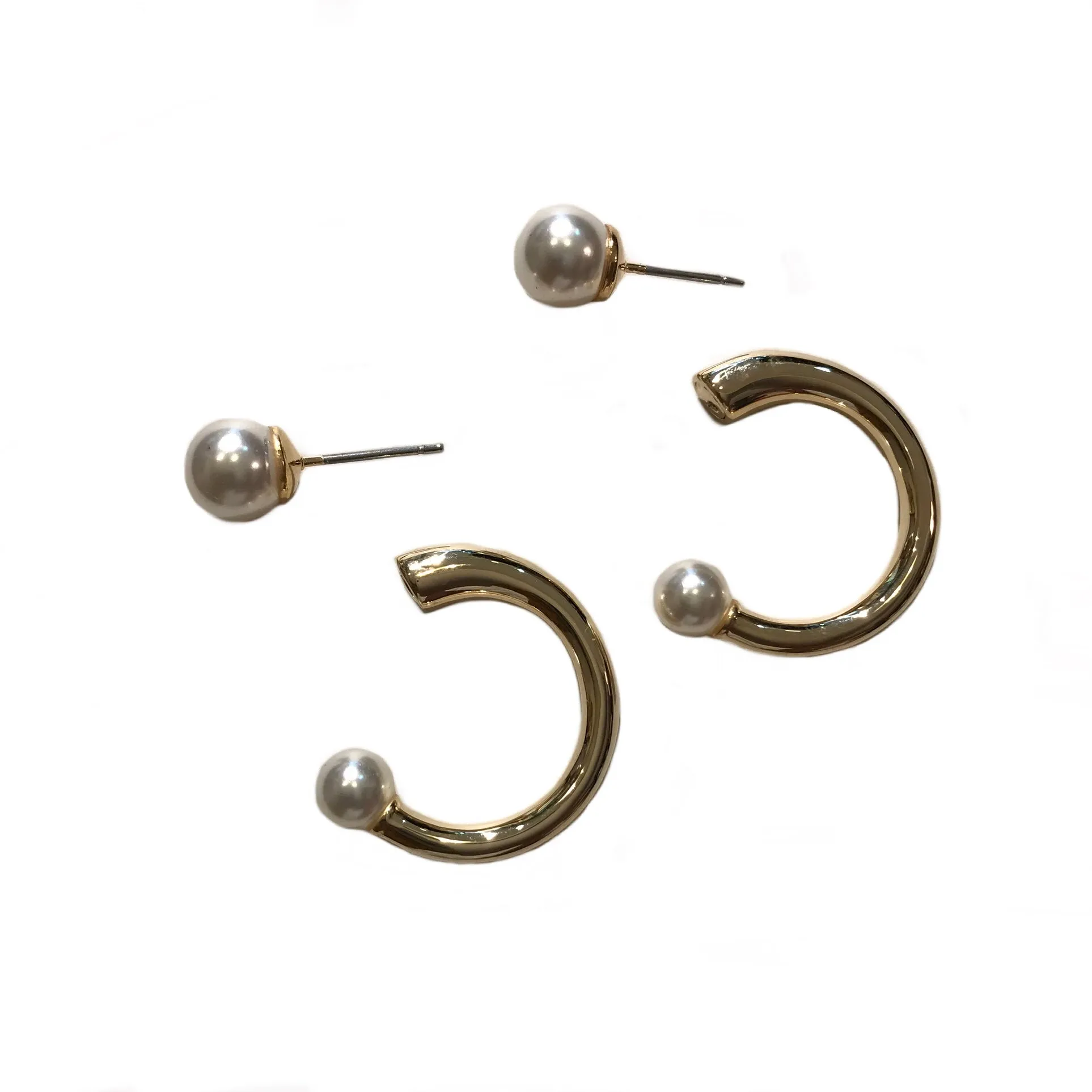 Double Pearl Hoop Jacket Earrings