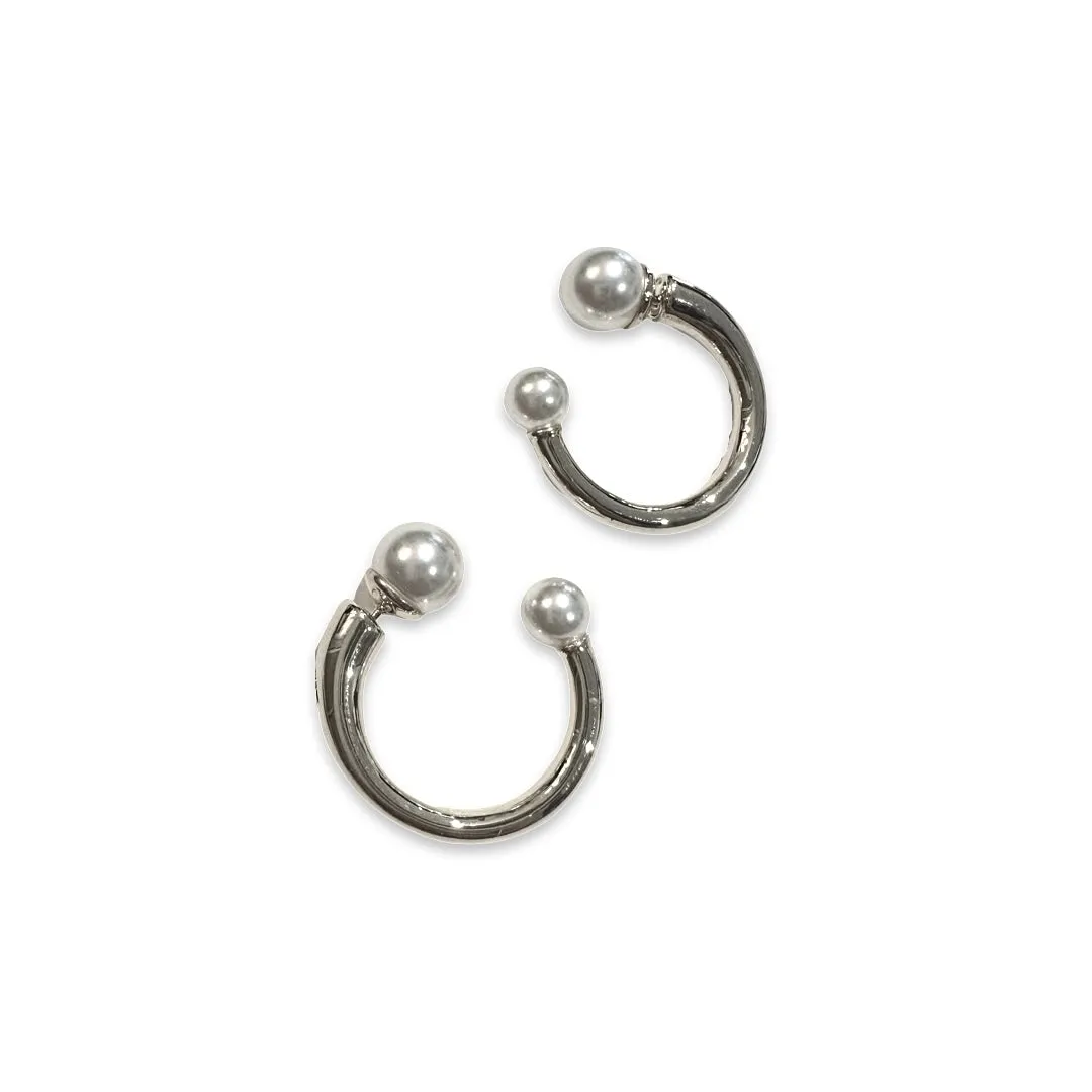 Double Pearl Hoop Jacket Earrings