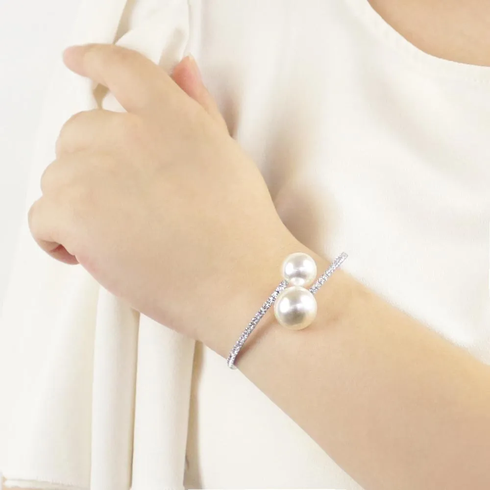 Double Pearl Rhinestone Bangle