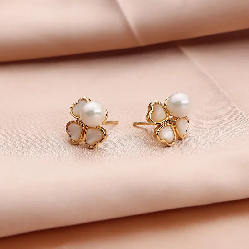 Elegant Fortune Fritillaria Pearl Earrings with Sterling Silver Needle