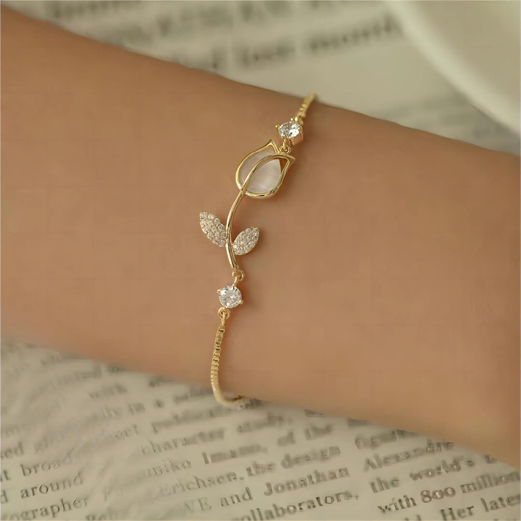 Elegant Opal Tulip Bracelet