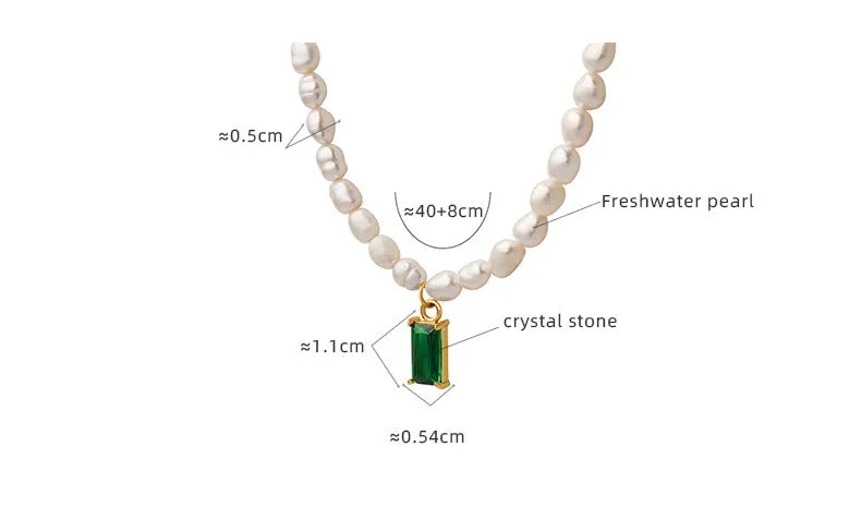 Emerald Pendant Freshwater Pearl Necklace