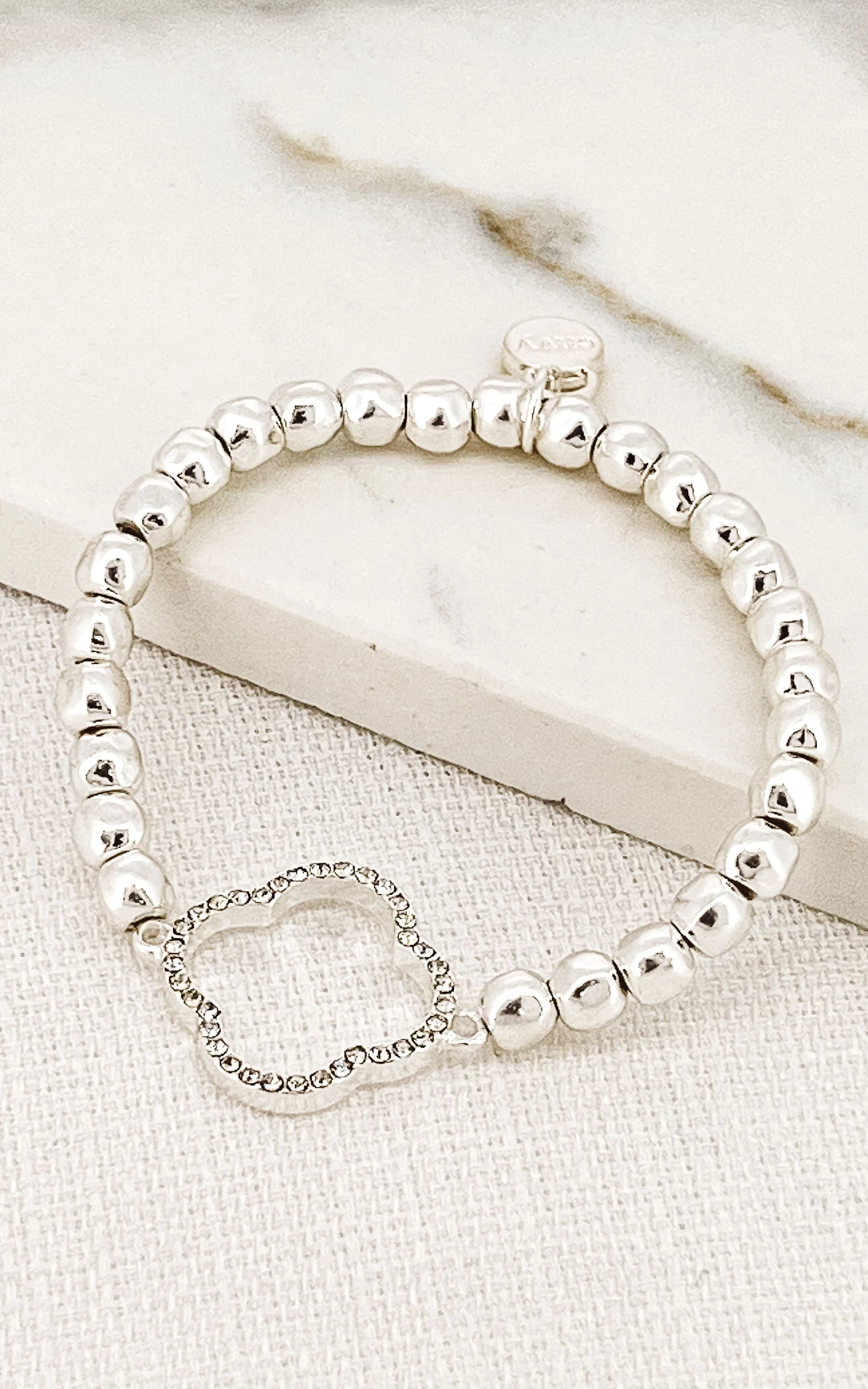 Envy Silver Clover & Bead Bracelet