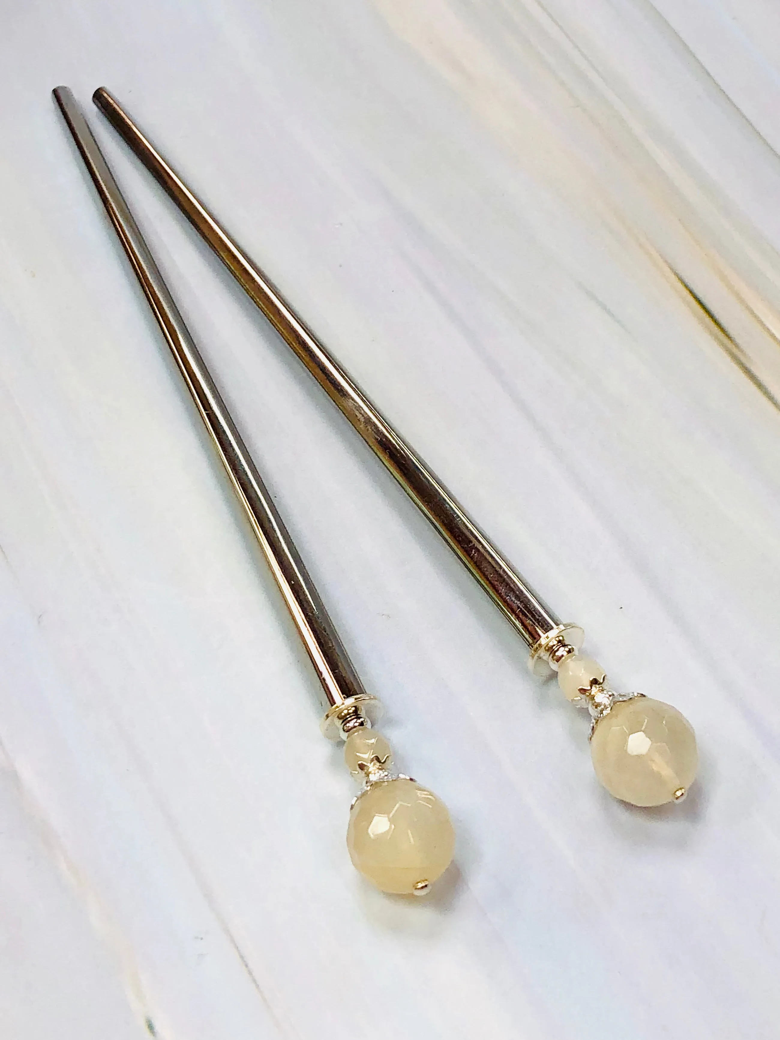 Faceted Moonstone Gemstone Hair Sticks, silver Moonstone Hair Pin, shawl pin, sweater pin,